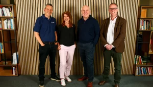 A photo is also attached of (L-R) IN Accountancy Professional Services Director, Andrew Tyler, IN Accountancy Managing Director, Sarah Harkness, Cowgills Managing Partner, Paul Stringer, and IN Accountancy Tax Director, Paul Brown.