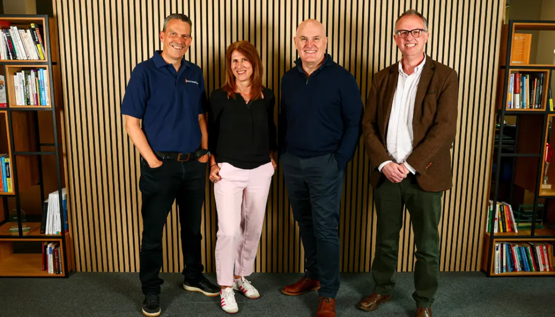 A photo is also attached of (L-R) IN Accountancy Professional Services Director, Andrew Tyler, IN Accountancy Managing Director, Sarah Harkness, Cowgills Managing Partner, Paul Stringer, and IN Accountancy Tax Director, Paul Brown.
